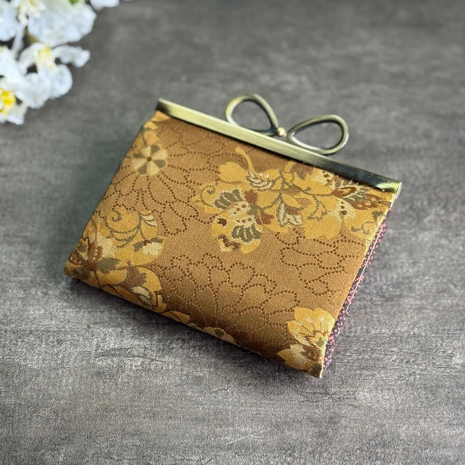 《木橡》お札を折らない二つ折りスリム財布〈正絹・着物帯リメイク〉 | 2枚目