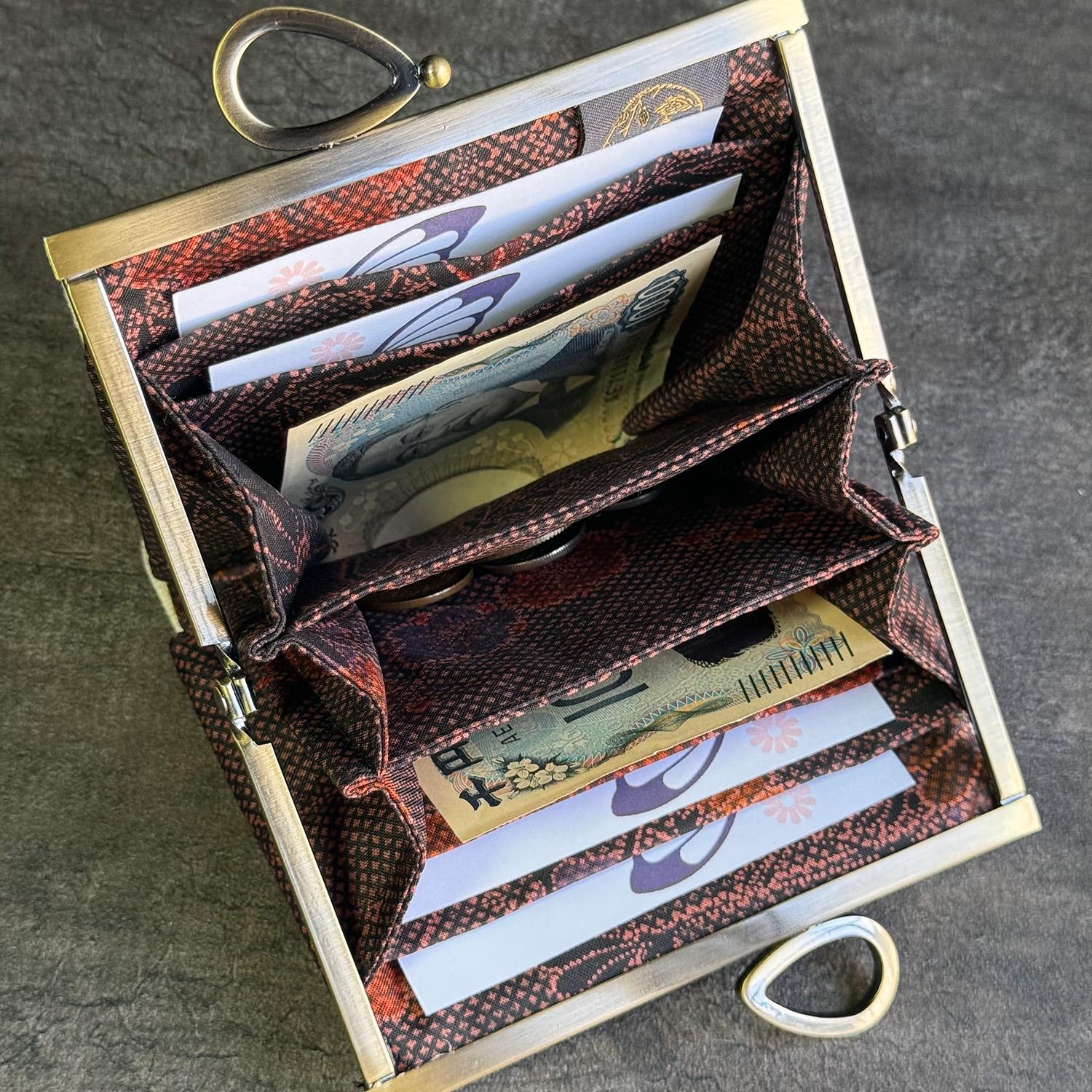 《木橡》お札を折らない二つ折りスリム財布〈正絹・着物帯リメイク〉 | 4枚目