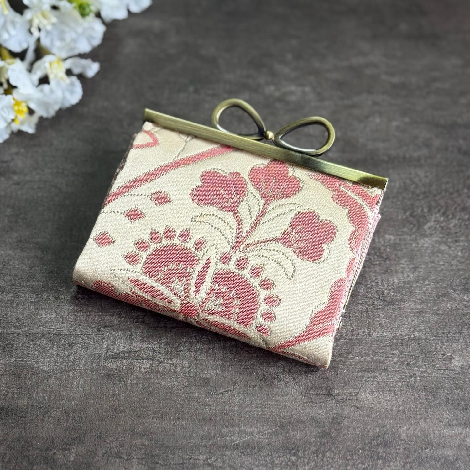 《桃唐華》お札を折らない二つ折りスリム財布〈正絹・着物帯リメイク〉 | 2枚目