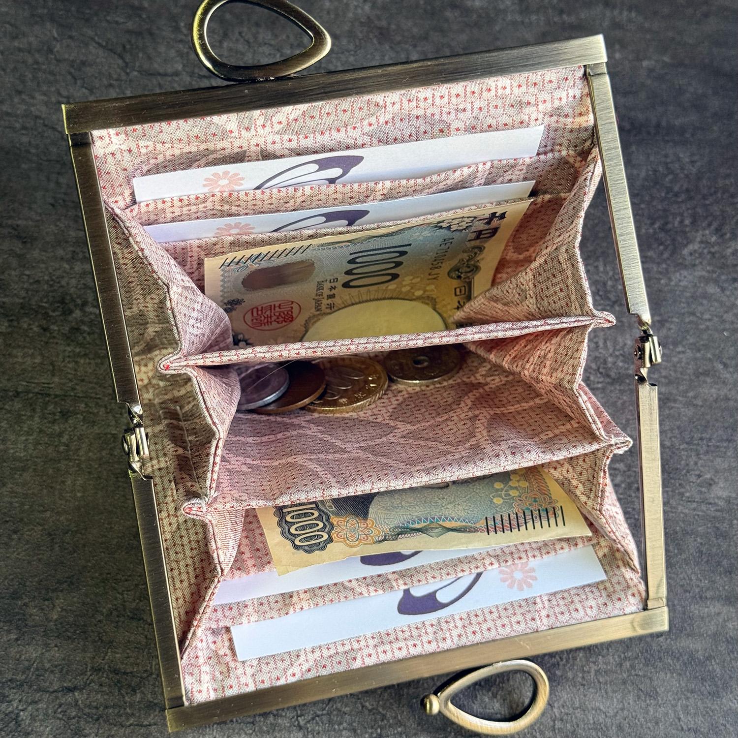 《桃唐華》お札を折らない二つ折りスリム財布〈正絹・着物帯リメイク〉 | 4枚目