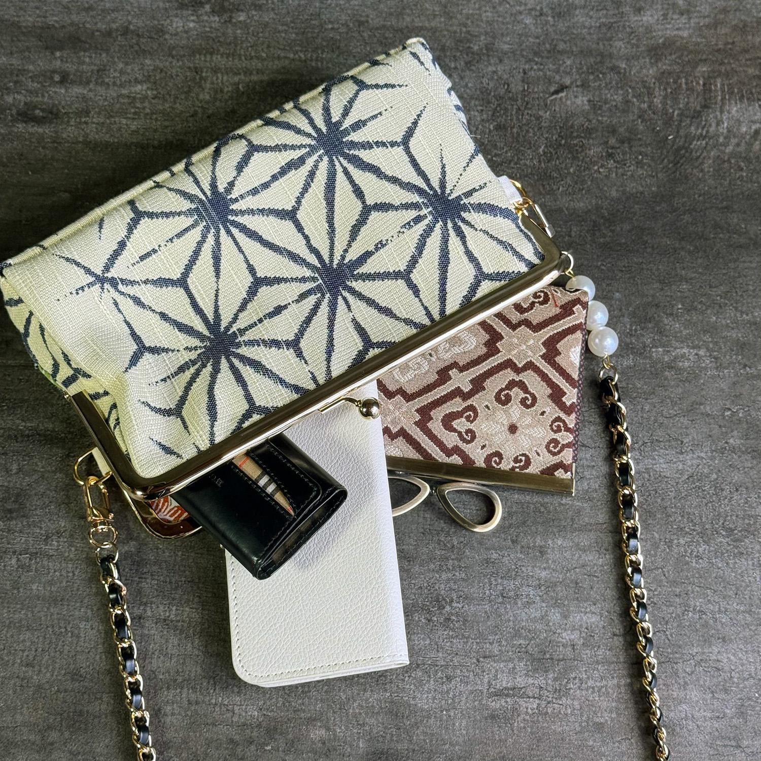 《檳榔子》横型がま口お散歩ミニショルダー〈正絹・着物帯リメイク〉 | 7枚目