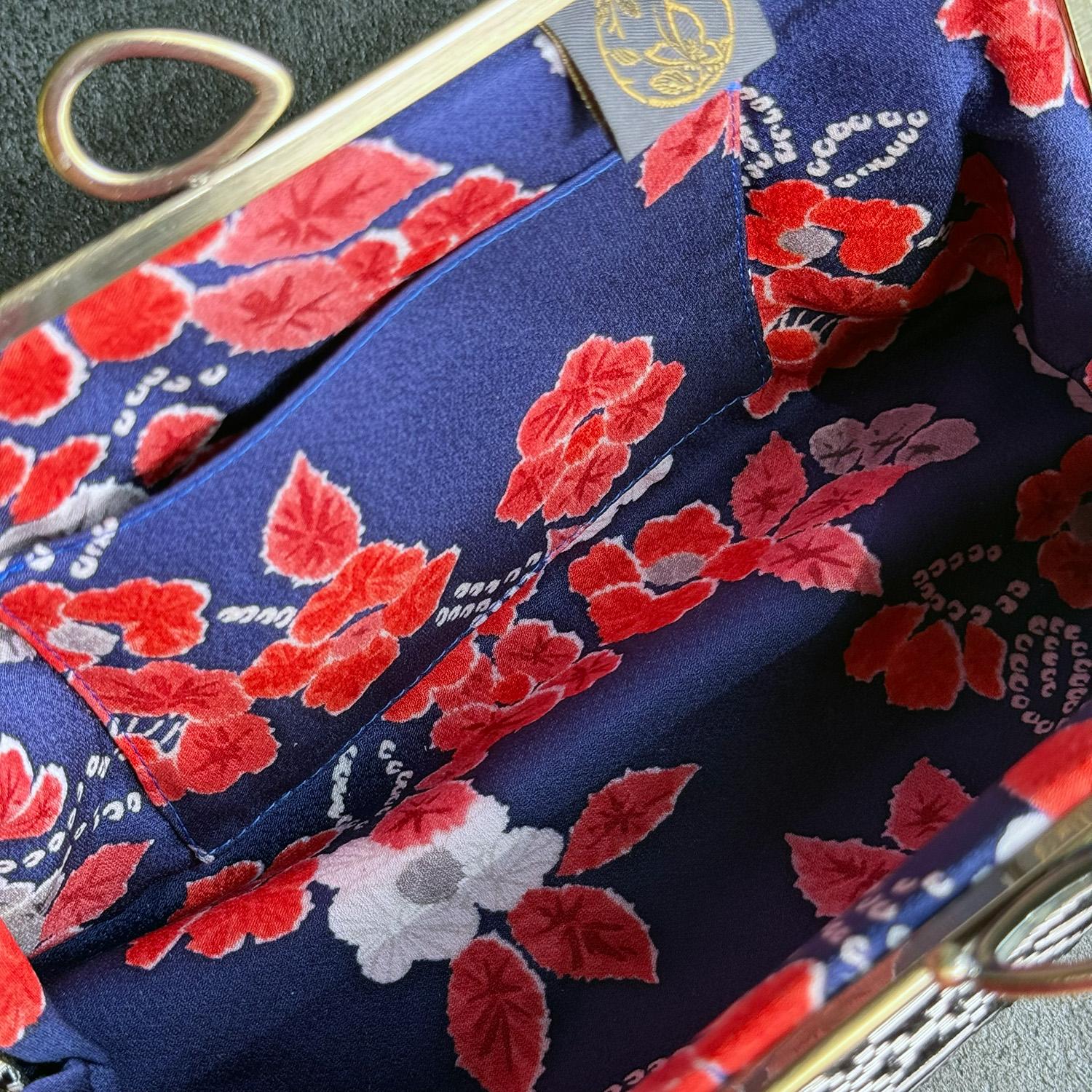 《烏羽献上》横型がま口お散歩ミニショルダー〈正絹・着物帯リメイク〉 | 3枚目