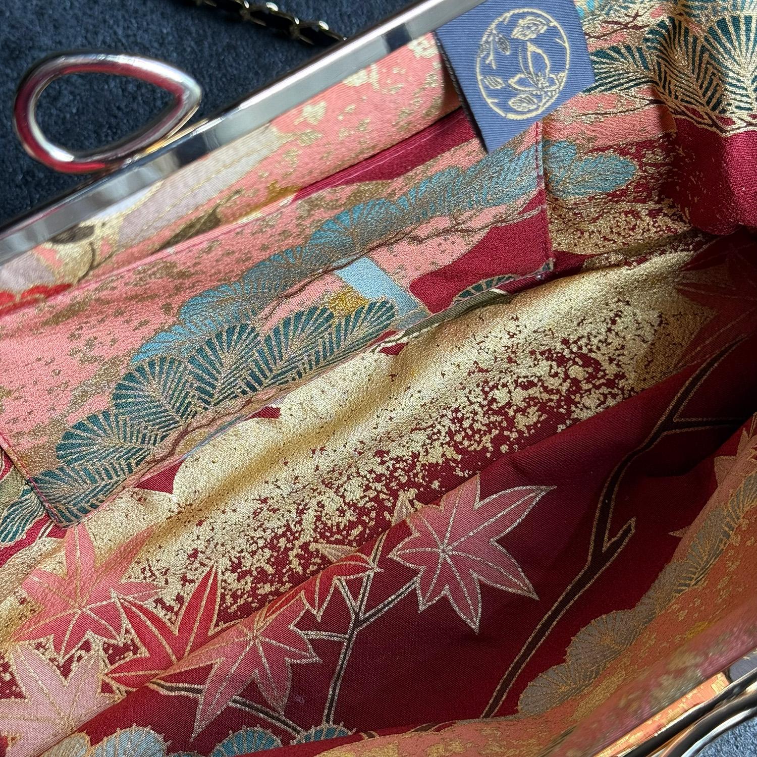 《唐華文》横型がま口お散歩ミニショルダー〈正絹・着物帯リメイク〉 | 3枚目