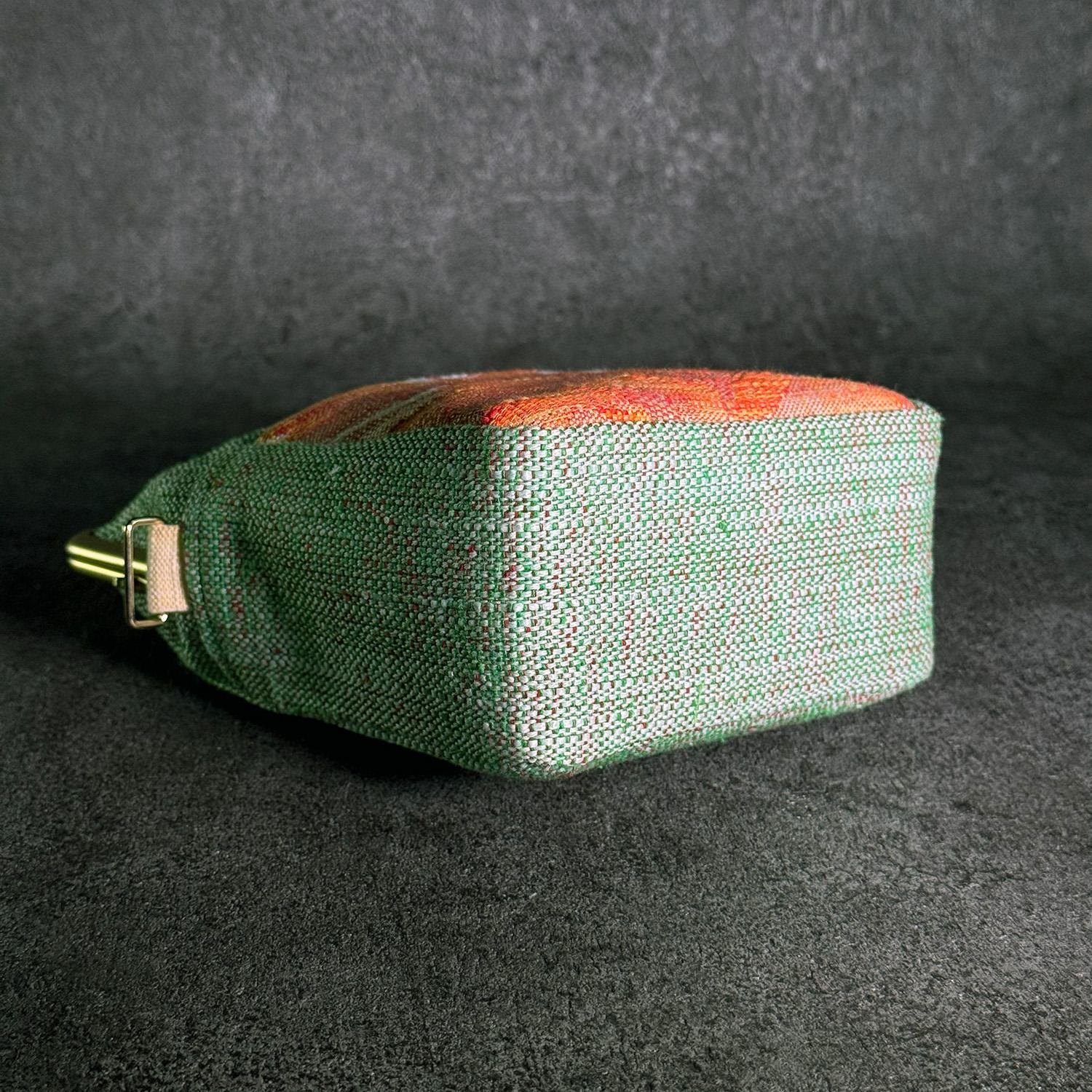 《翠芍薬》縦型がま口お散歩ミニショルダー（小）〈正絹・着物帯リメイク〉 | 3枚目